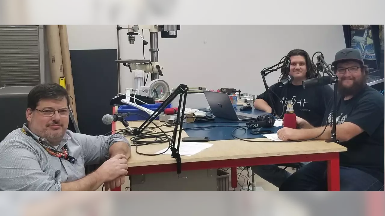 Al Williams, Stephen Kraig, Parker Dillmann in recording this weeks podcast. We really need to clean this area up. Al Williams, Stephen Kraig, Parker Dillmann in recording this weeks podcast. We really need to clean this area up.