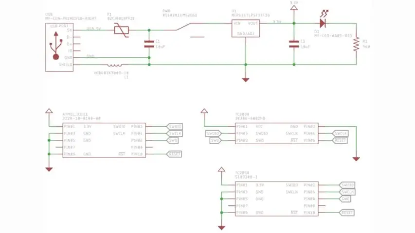 Atmel ICE to Tag Connect adapter. Gets power from USB to power up the DUT. Atmel ICE to Tag Connect adapter. Gets power from USB to power up the DUT.