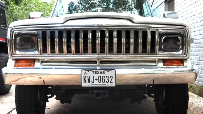Jeep Wagoneer with refinished grill and bumper. Lots of sanding, buffing, and polishing. Jeep Wagoneer with refinished grill and bumper. Lots of sanding, buffing, and polishing.