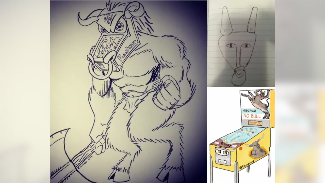 Figure 2: Pinotaur logos that listeners sent in! Figure 2: Pinotaur logos that listeners sent in!