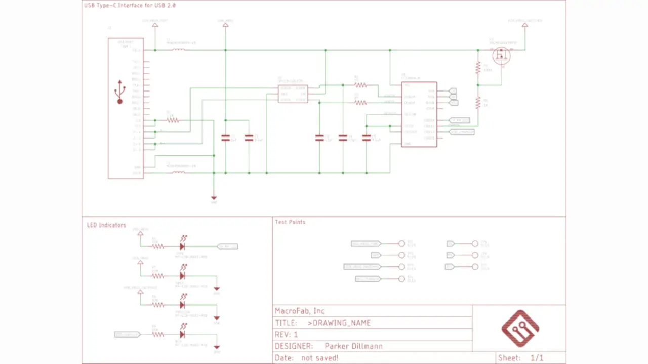 Schematic for the USB Type-C interface for USB 2.0 using a FT230X as a USB to UART bridge. Schematic for the USB Type-C interface for USB 2.0 using a FT230X as a USB to UART bridge.