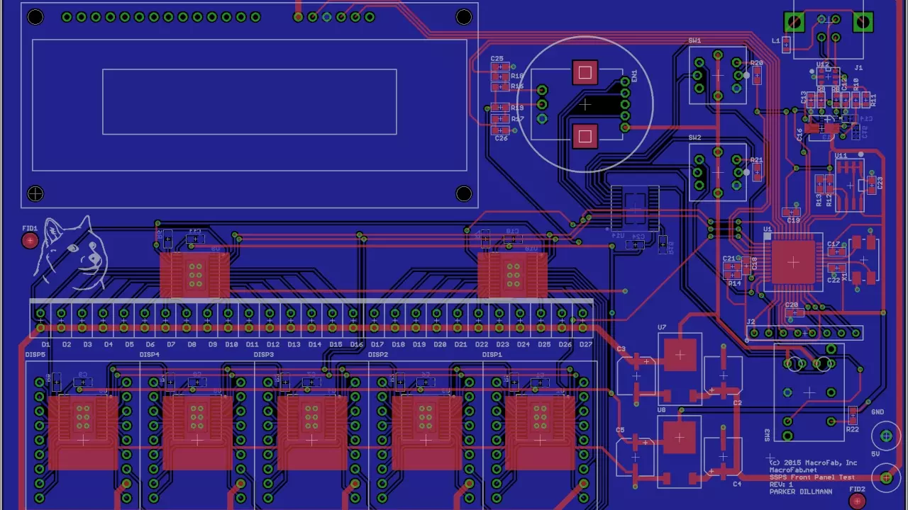 Figure 1: SSPS front panel test layout. Miniature version of the real front panel to test physical placement and new parts. Figure 1: SSPS front panel test layout. Miniature version of the real front panel to test physical placement and new parts.
